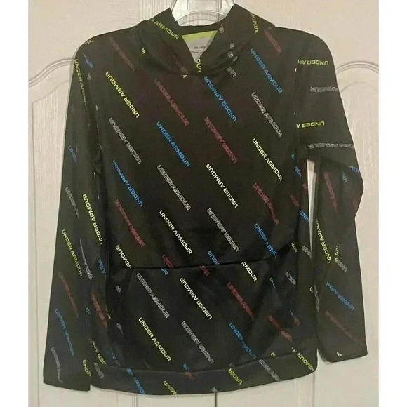 Under Armour ColdGear Pullover Fleece Hoodie Logo Pattern With Pocket Youth XL - Picture 1 of 5